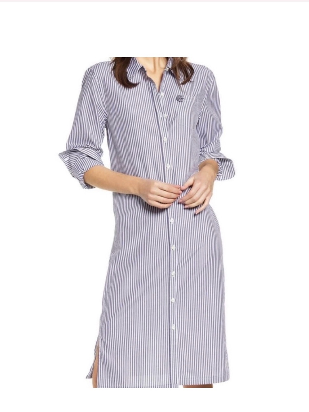 ALEX MILLS Blue and White Striped Shirt Dress size Large - Picture 5 of 11